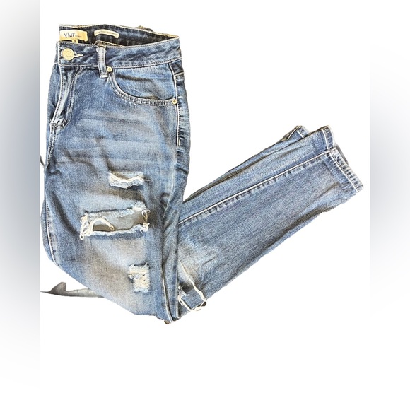 YMI Dream Jeans, Mid Rise Skinny, Juniors size 9, Distressed - Picture 1 of 5
